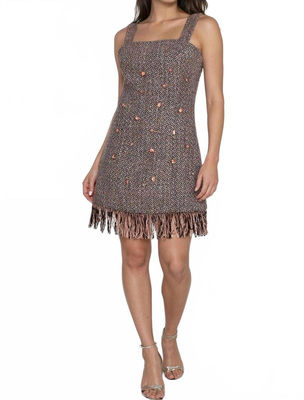 NEW AKALIA siwi tassle mini dress in copper